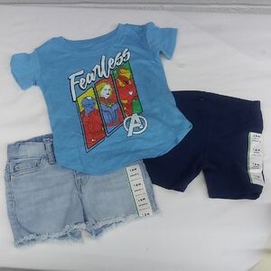Blue Graphic Tee and Shorts Set